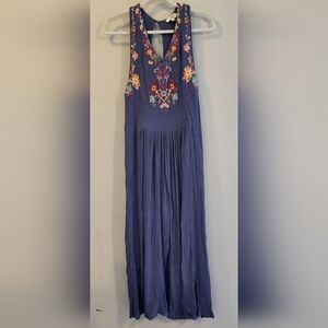 Umgee Blue Floral Embroidered Jumpsuit